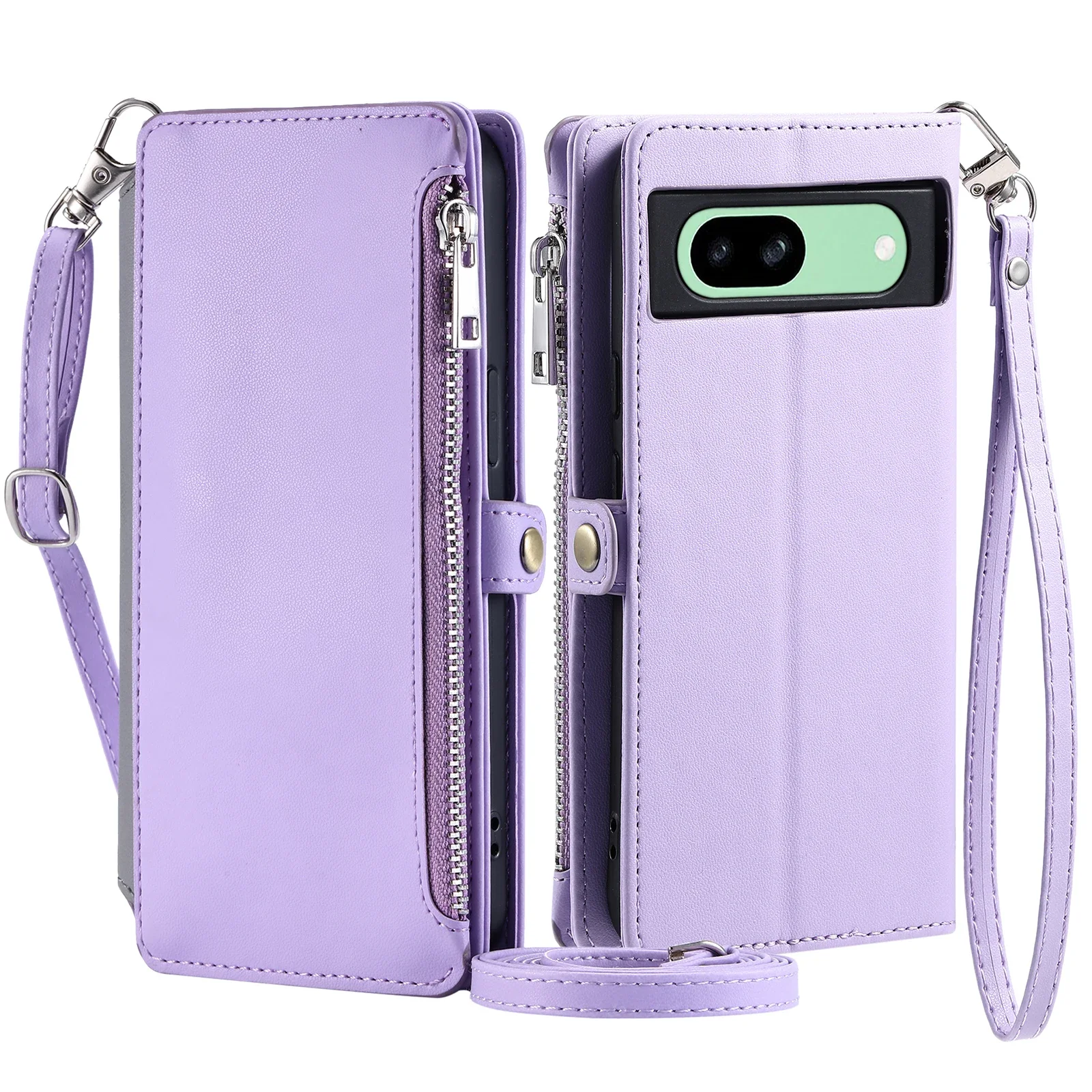 

Crossbody Cards Solt Zipper Wallet Flip Leather Case For Google Pixel 9 Pro XL 9A 8 8A 7 7A 6 Book Kickstand Pocket Purse Cover