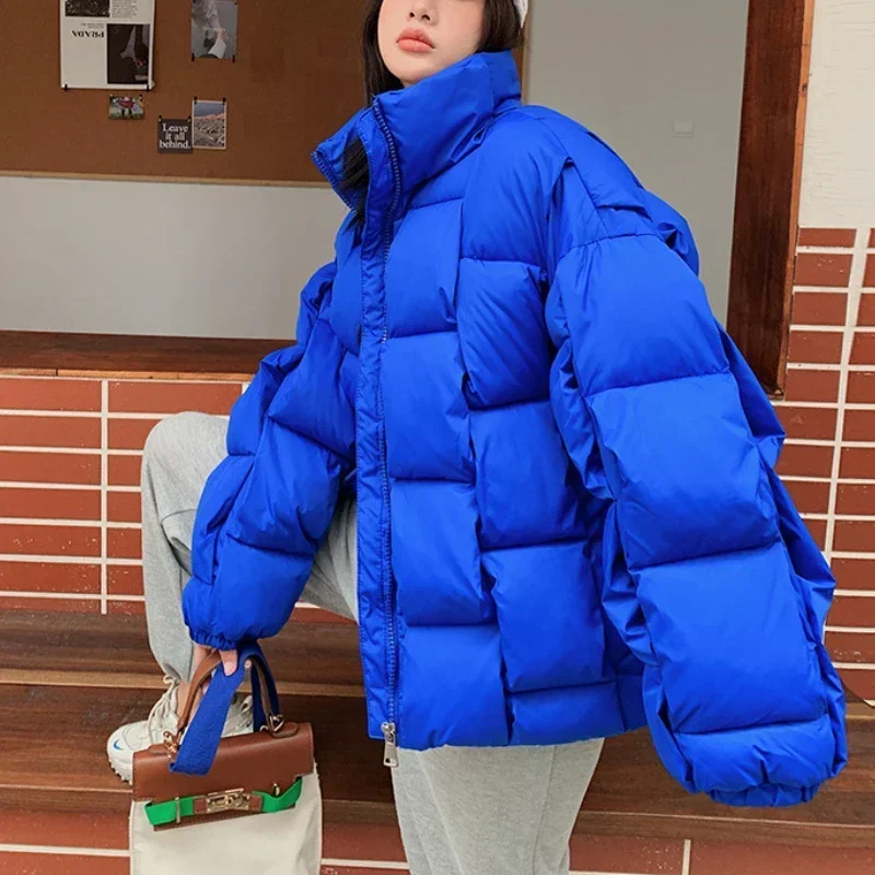 Women\'s Winter Jacket Large Sizes Loose High Collar Zipper Fashion Casual Long-sleeved Cotton Coat Korean Reviews Many Clothes