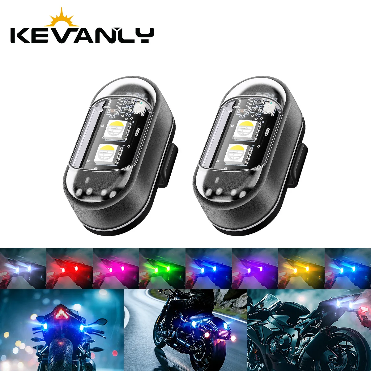 1/2/4X Rechargeable Wireless LED Strobe Lights Car Decor Atmosphere Light Anti-Collision Led Motorcycle RGB Strobe Warning Light