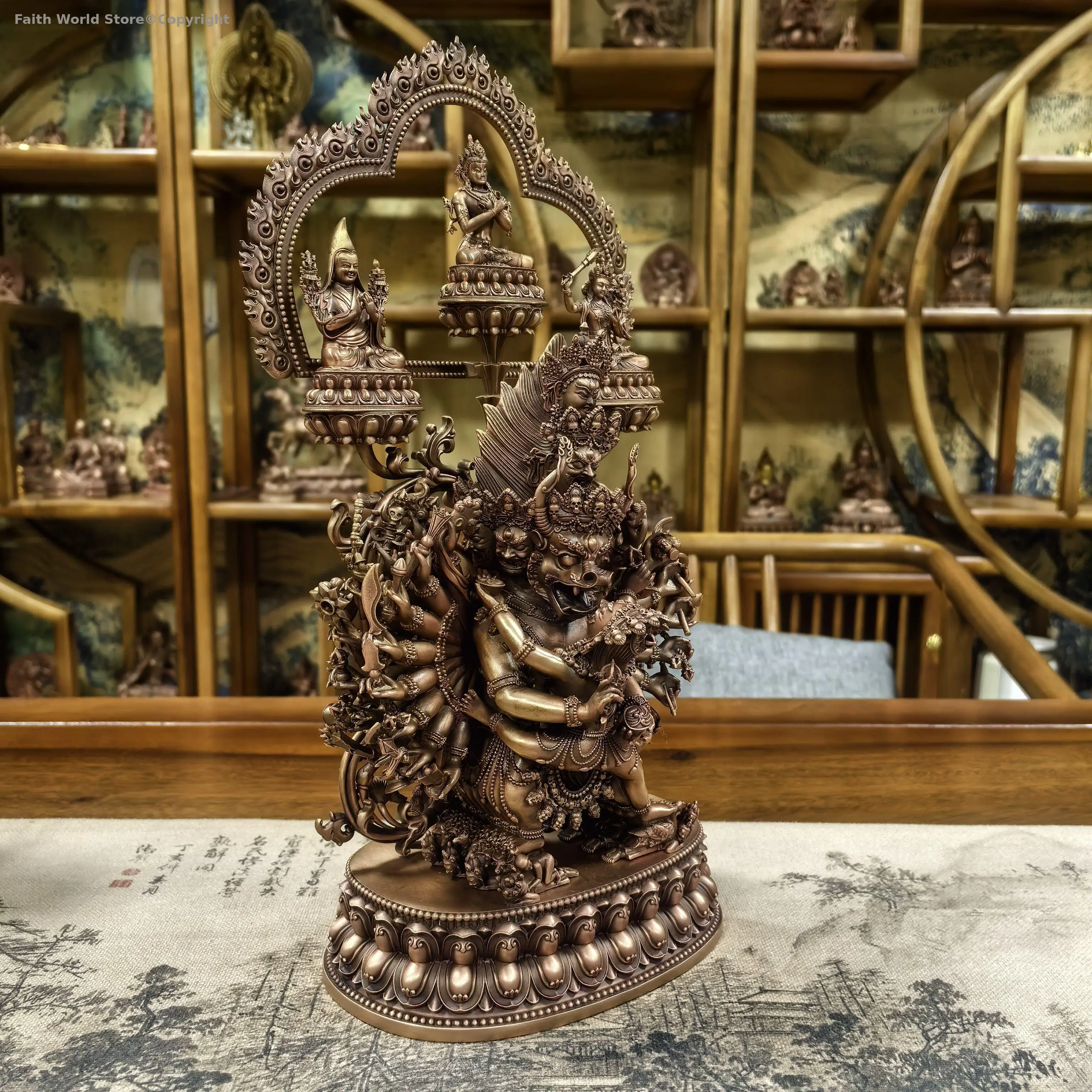 36cm large Rare Tibetan Tantric Buddha statue cluster Yamantaka Mandala Deitys temple lama monk worship buddhist family offering