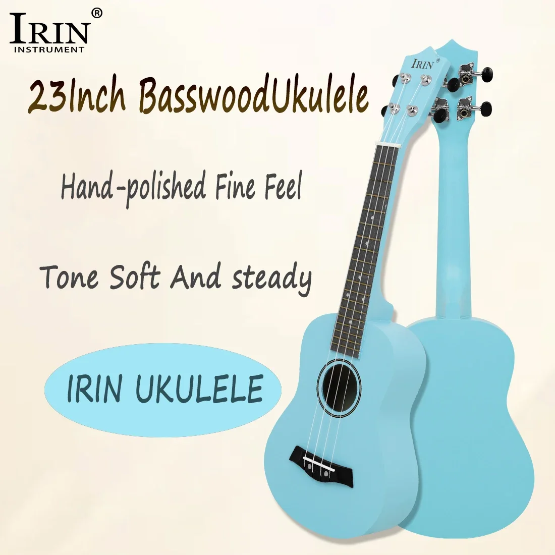 IRIN 23 Inch Ukulele Basswood Blue Muffled Guitar Hand Polished Concert Performance Professional Ukulele Children Gifts Toys