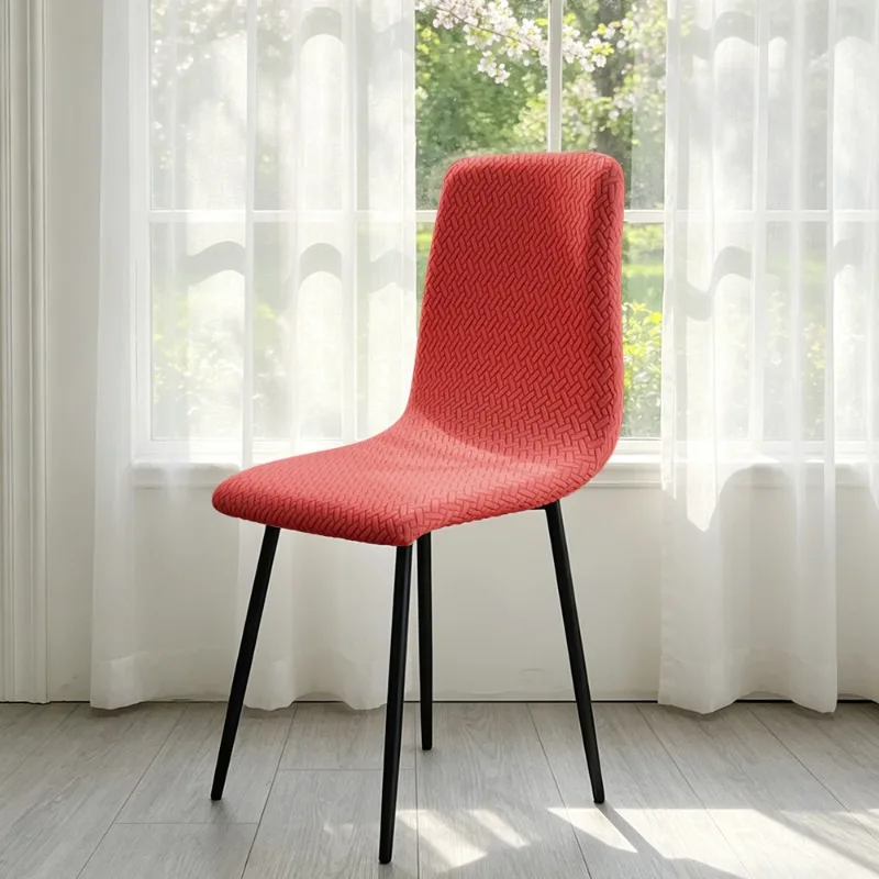 2026 New Fleece Shell Chair Cover Solid Color Jacquard Dining Chair Slipcover Stretch Anti-dust Seat Cover for Living Room Home