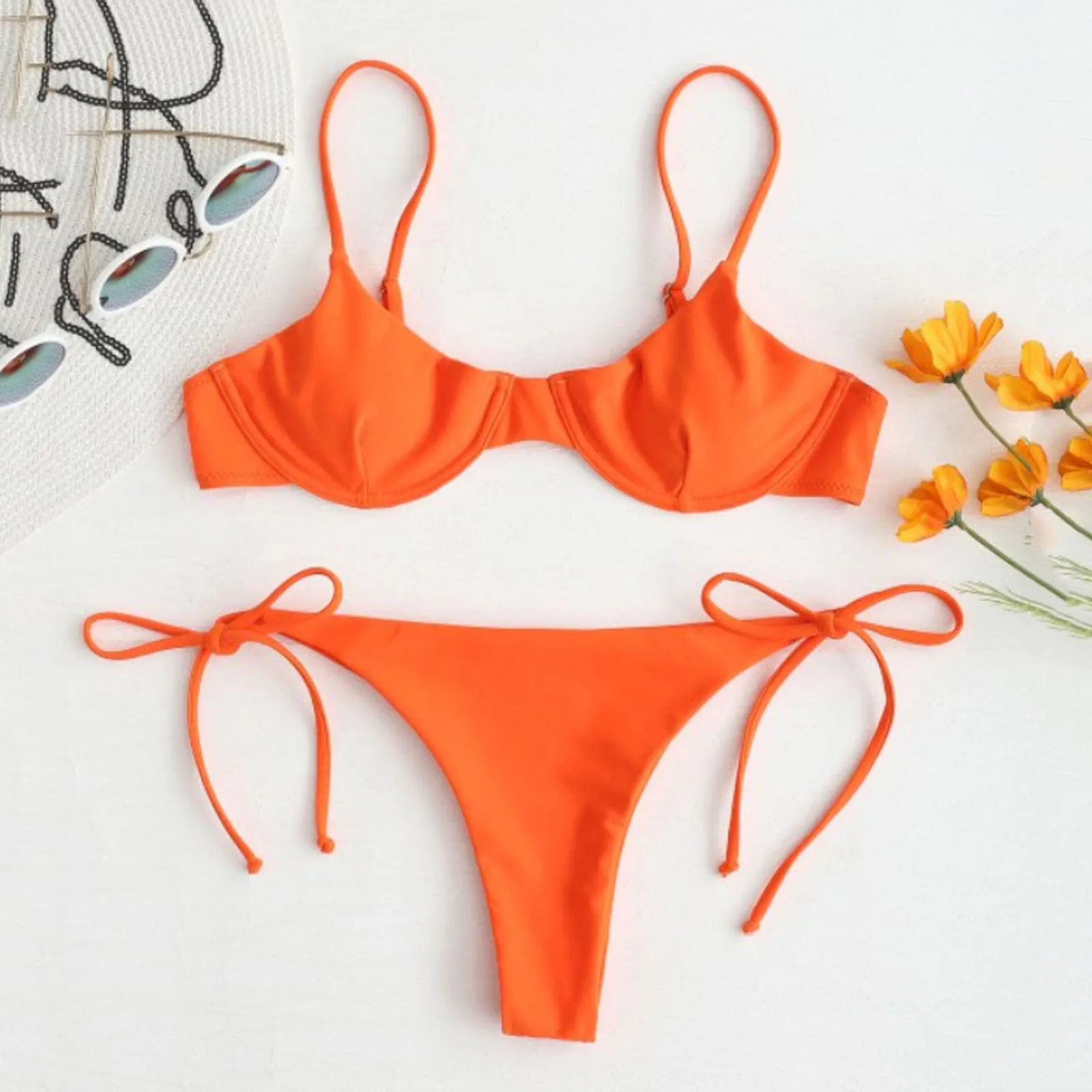 Padded Solid Bikini Set Swimsuit Women Two Piece Swimwear Luxury Cover Up Spring Summer Beachwear Mujer Tankinis Set Swim Suit