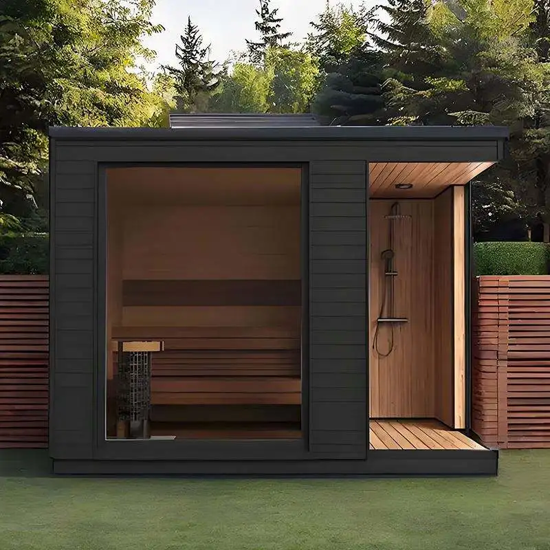 European Popular Multi-Person Wooden Sauna Luxury Modern Electric Outdoor Sauna Room With Steam Generator Sweat Steam Room