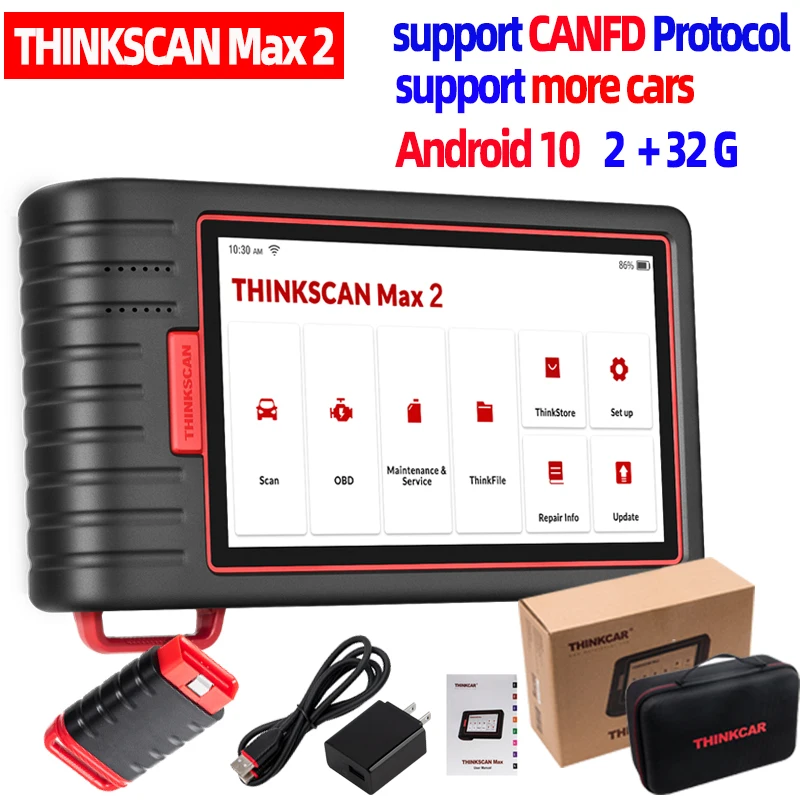 2024 THINKCAR ThinkScan Max 2 Automotive Diagnostic Tools Full system OBD2 Scanner AF DPF IMMO 28 Reset ECU Coding PKthinktool