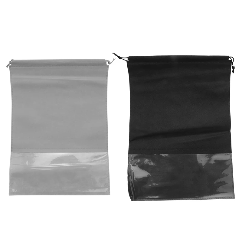 

AB33-20PCS Travel Shoe Bags, Large Shoes Pouch Packing Organizers, Non-Woven Shoe Storage With Thick Rope Black+Gray