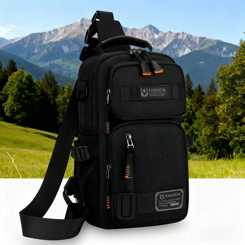 Men's Chest Bag Multifunctional Molle Waist Pack Travel Lightweight Handbag Outdoor Hiking Cycling Crossbody Bag Large Rig Pouch