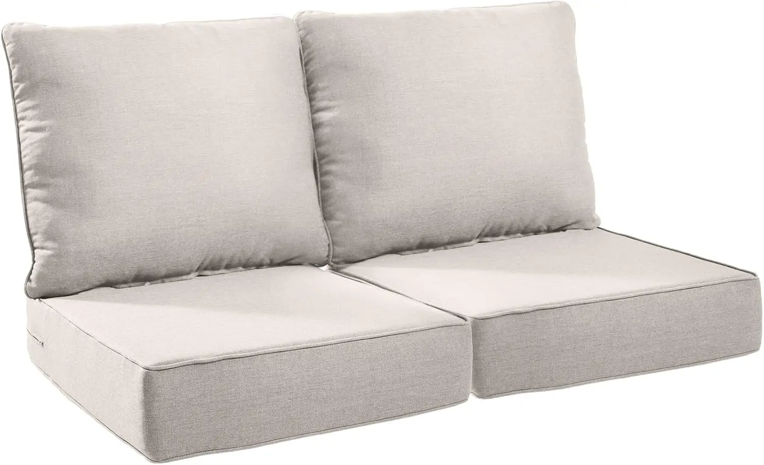Outdoor Patio Furniture - 24×24 Inches Beige High Back and Deep Seating Water Resistant Cushions, 2 Set, No Button