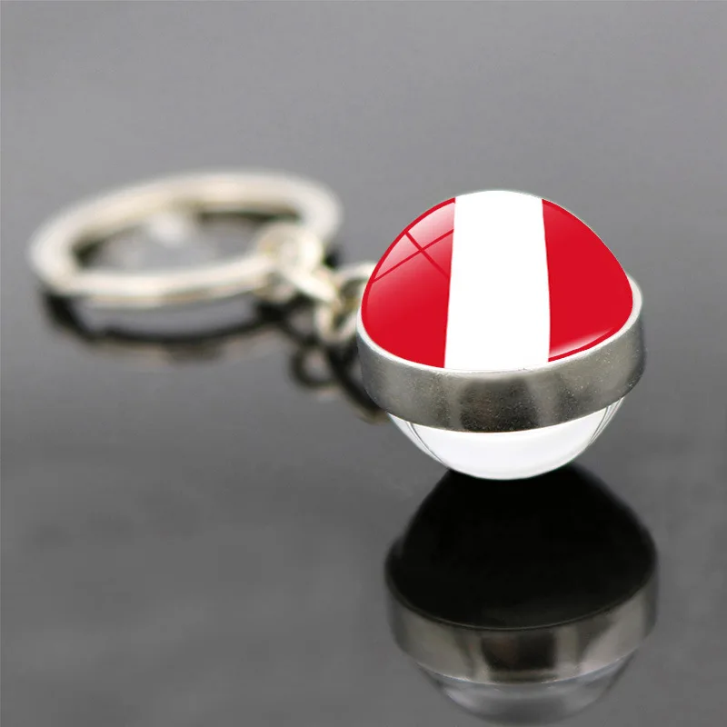 سلسلة المفاتيح العلم الوطني في الأرجنتين أستراليا البرازيل ألمانيا روسيا كندا الولايات المتحدة نيوزيلندا كرة زجاجية قلادة سلسلة مفاتيح السيارة #6