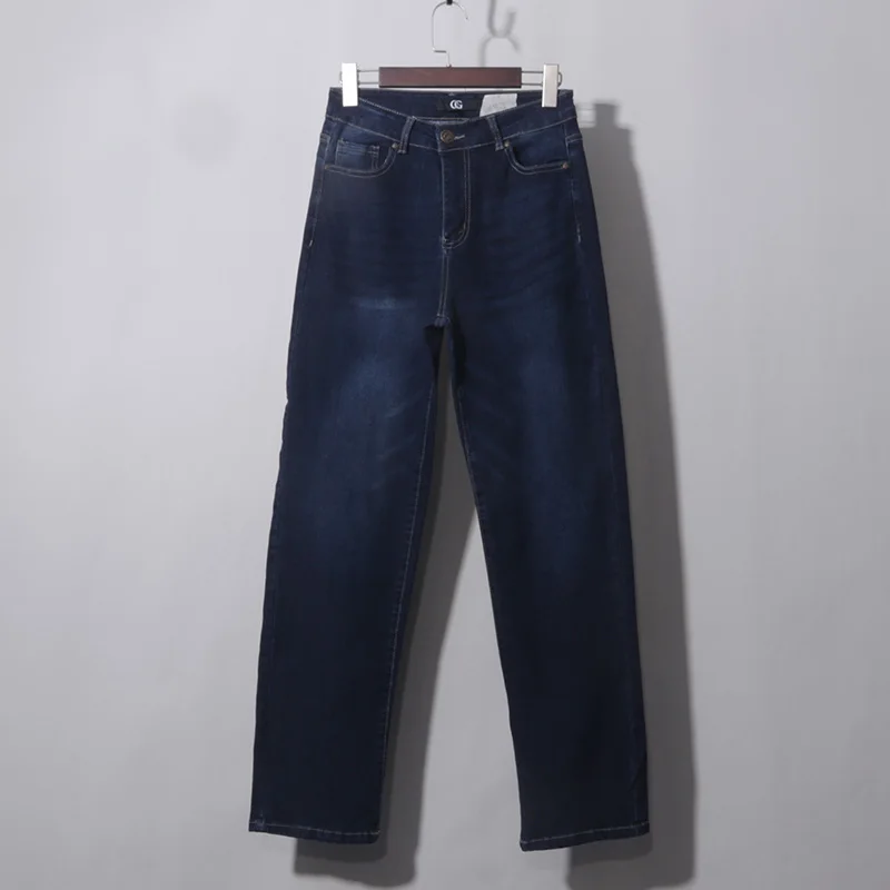 

Прямые джинсы с высокой талией, свободный крой, весна-осень, синий, черный, маленький размер, узкая версия, прямые брюки-трубы