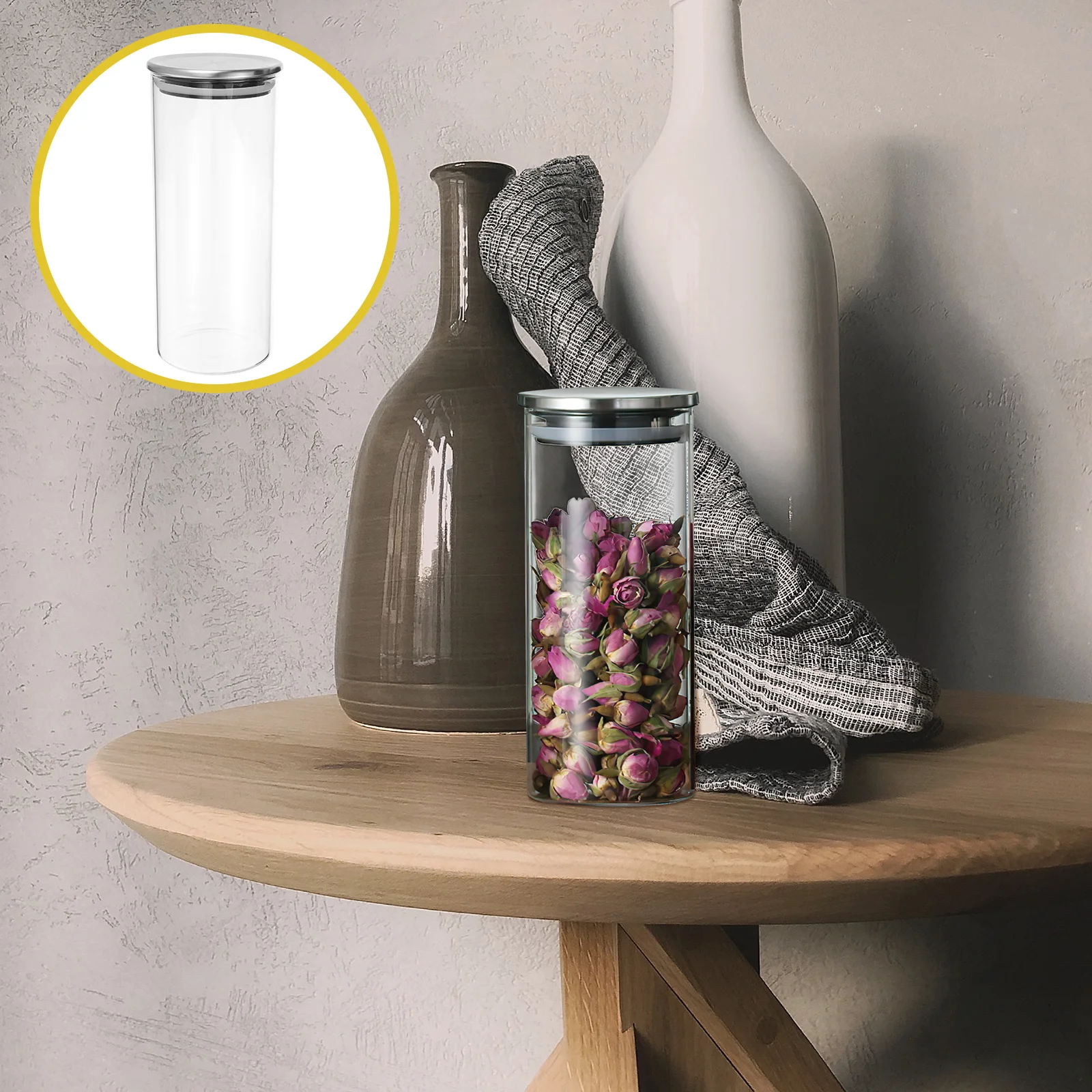 

Glass Food Storage Seal Jar Leak-Proof Large Capacity Transparent Bottle Stainless Steel Lid Kitchen Container