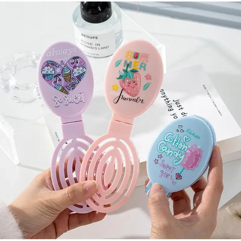 2 In1 Portable Folding Hair Comb With Mirror, Lightweight & Travel-Friendly Perfect Gift For Women & Girls