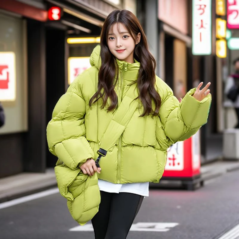 Piumini corti in piumino d'anatra bianco Capispalla larghi con borsa 2025 Nuovo piumino invernale da donna color caramello con cappuccio femminile