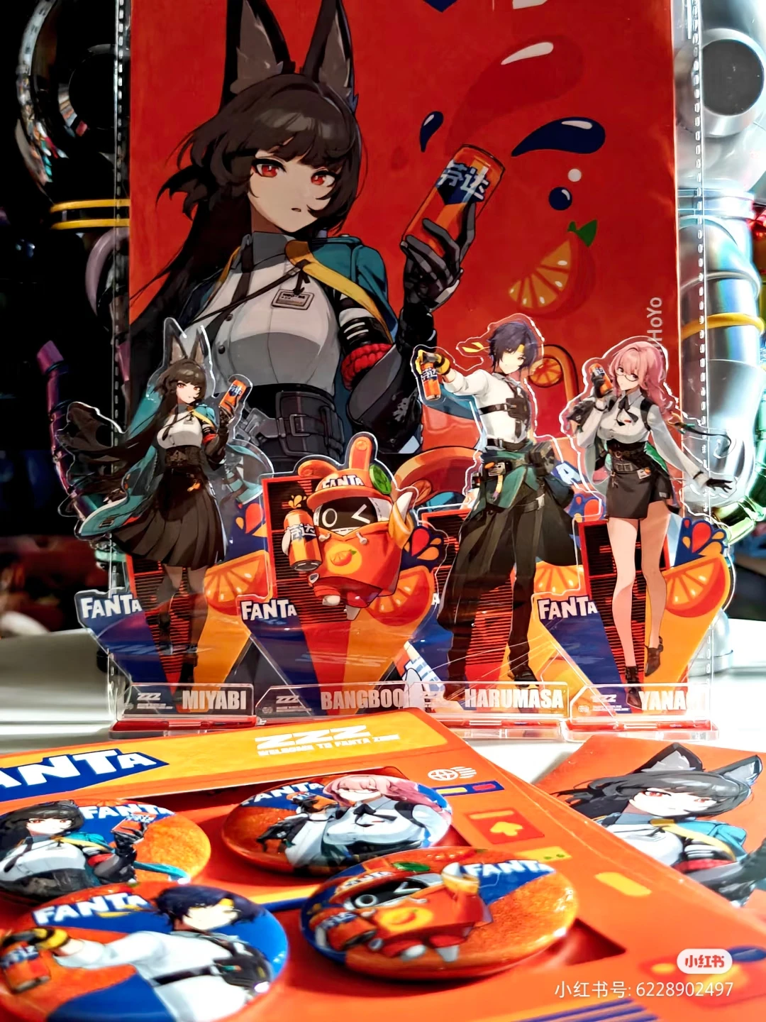 

Official Zenless Zone Zero X Fanta Cosplay Tsukishiro Yanagi Asaba Harumasa Hoshimi Miyabi Badge Acrylic Plaque Card in Stock