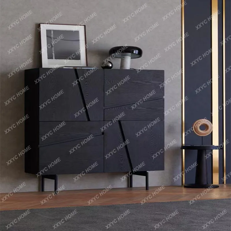 Modern  simple dining side cabinet creative parquet black oak small apartment storage shoe cabinet