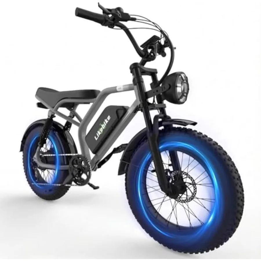 

Off-road electric dirt bike for adults: 20 fat tire black 3000W peak power 40MPH speed 100-mile range dual suspension snow and
