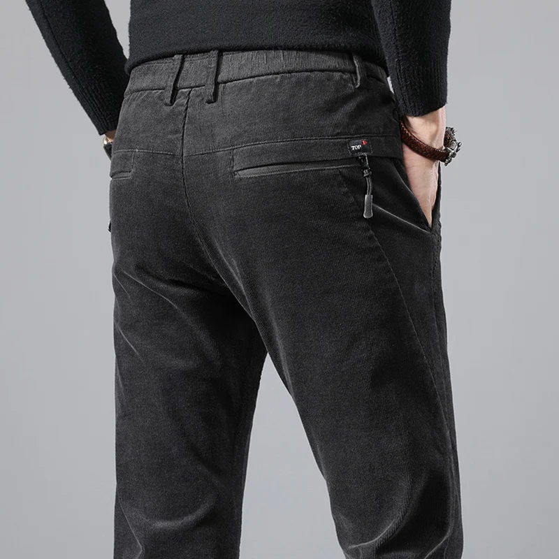 

Corduroy Men's Pants New Straight Slim Business Fashion Trousers Male Clothing Small Feet Comfortable Solid Color Classic Pants
