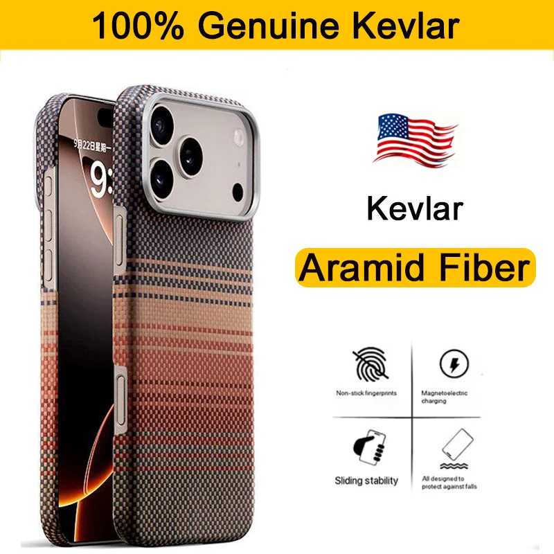 

100% Kevlar Aramid Carbon Fiber Case For iPhone 17 Pro Max 17Pro With Magsafe Luxury Cover Magnetic Ultra-Thin Phone Back Case