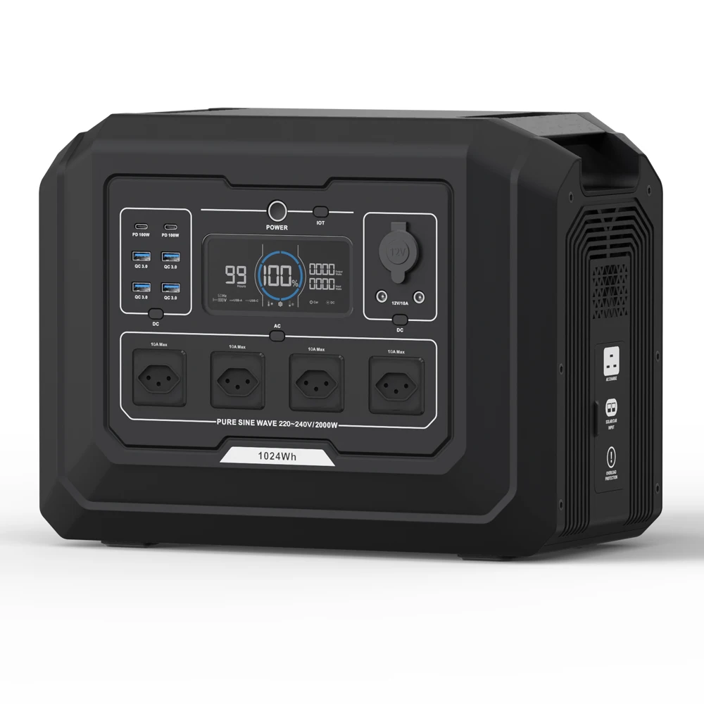 2000W-5000W Portable Power Station 1024Wh, LiFePO4 Solar Generator Fast Charging UPS for RV Camping Home Emergency Off Grid