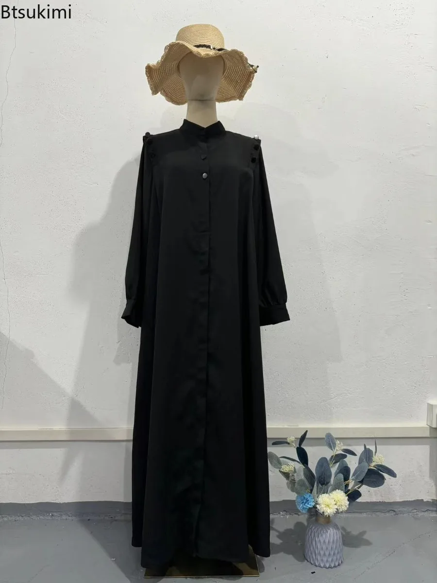 2025 primavera de las mujeres nuevo desplazamientos Casual Maxi vestido de moda suelta de un solo pecho vestido camisero estilo callejero vestido con dobladillo grande Mujer