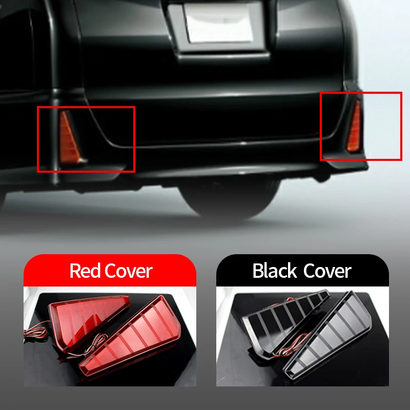 

2 шт. дымчатые/красные линзы, светодиодный отражатель заднего бампера для Toyota Voxy Noah 80, стоп-сигнал вождения, задний стоп-сигнал, задний противотуманный фонарь