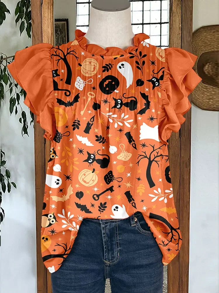 

Симпатичный плиссированный топ с гофрированными рукавами на Хэллоуин