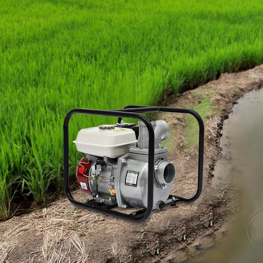 3 Inch Gas-Powered Transfer Pump, 7.5 HP Gasoline Semi-Trash Water Pump with Single Cylinder Air Cooling System