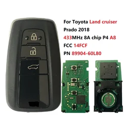 CN007262 FCC14FCF For Toyota Land cruiser Prado 2018 Smart Remote Key 8A chip 433MHz PN 89904-60L80 No Logo