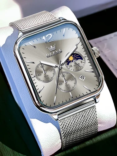 Reloj OLEVS para Hombre, marca superior, relojes deportivos informales cuadrados luminosos de lujo para Hombre, Reloj cronógrafo resistente al agua a la moda para Hombre