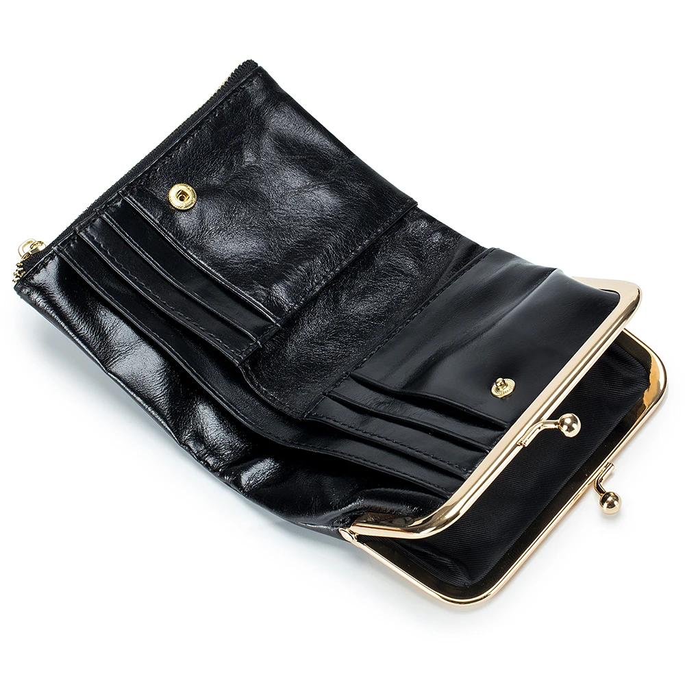 New Genuine Leather Retro Handheld Bag Short Wallet Women's Multifunctional Clip Zero Cowhide Wallet Simple Storage Bag