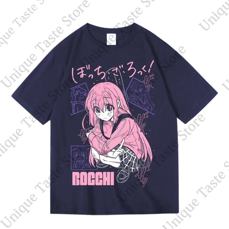 ‌Anime BOCCHI THE ROCK T Shirt ‌Gotoh Hitori Hand Drawn Doodle Style Print T-shirt Women Men Summer Cotton Short Sleeve Tee Tops