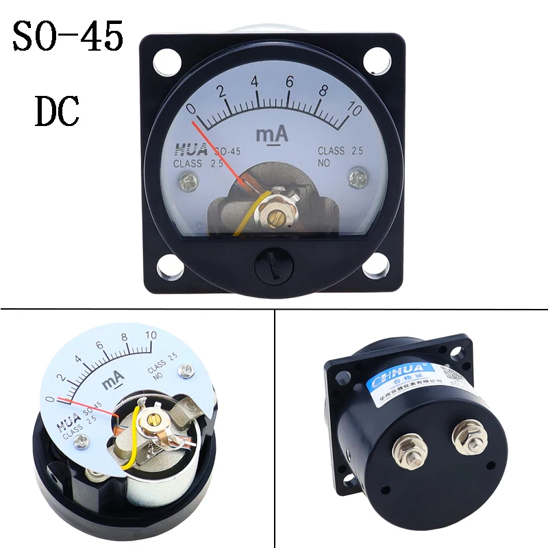 1 Piece 2.5 Accuracy DC 0-100mA Ammeter SO-45 Class Round Analog Panel Meter Black tester amperometro 20ma  analog ampermeter