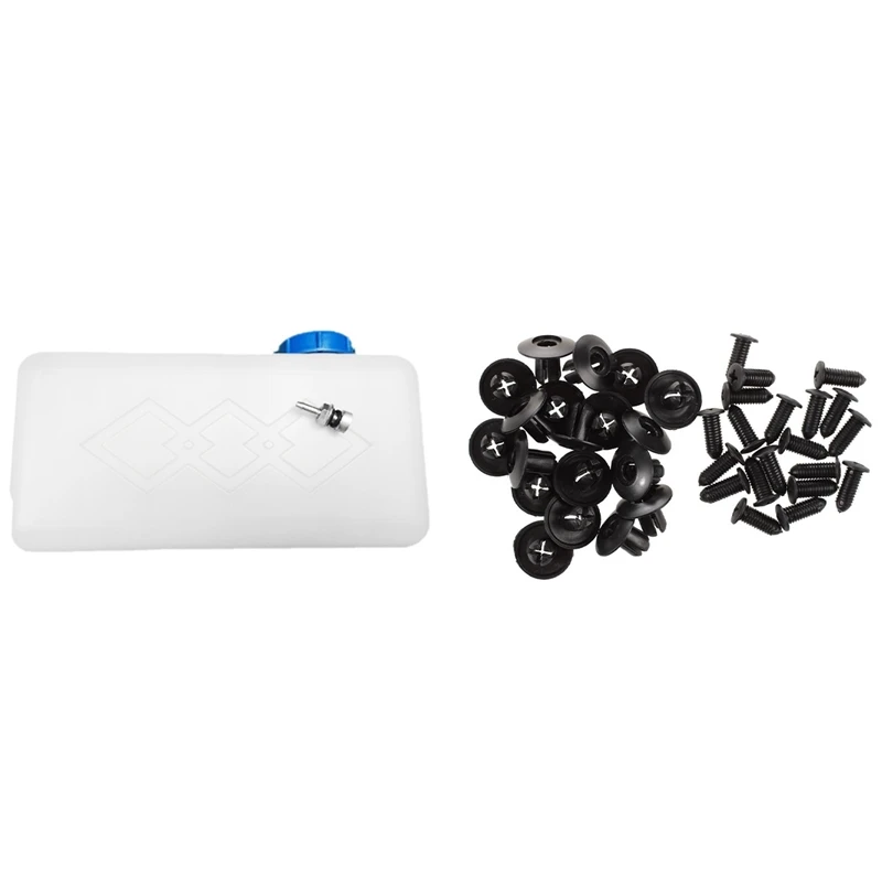 20 Stuks 8Mm Schroef Paneel Clips Plastic Klinknagel Zwart & 1 Stuks 5.5l Brandstoftank Olie Benzine Benzine Plastic Opslagbus