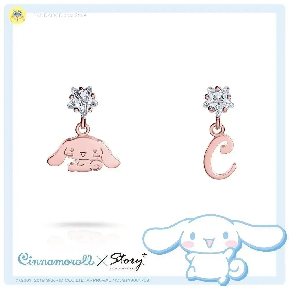 Sanrio Cinnamoroll Star Diamond 925 Sterling Silver Earrings Stud Earrings Kwaii Sanrio Stud Earrings Optional Jewelry Letters