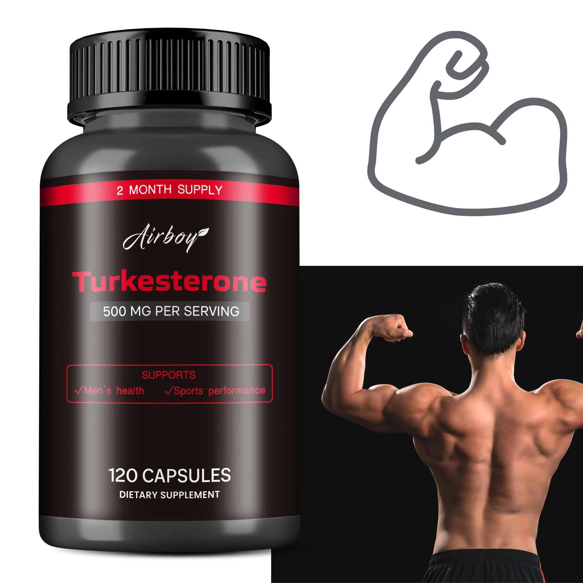 

Turkesterone Supplement - Burn Fat, Enhance Men's Health & Energy, Help To Exercise Muscles - 120 Capsules