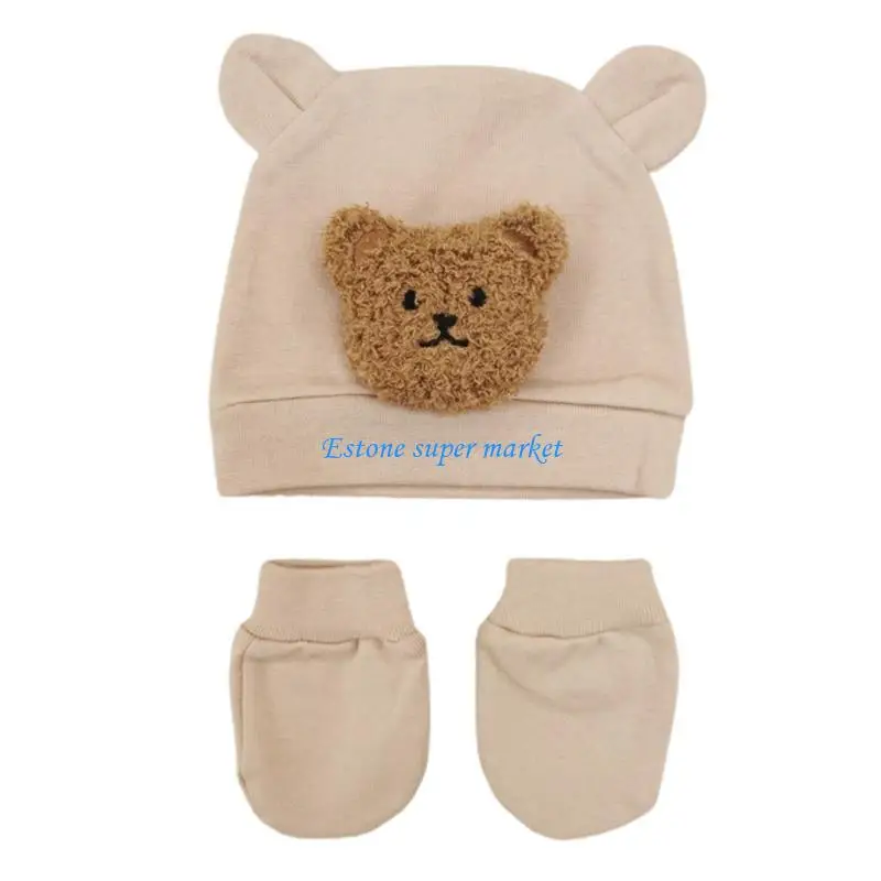 

090B Комплект детской шапки и варежек с милым медведем, теплая и мягкая шапка и перчатки, модная детская шапка с перчатками для