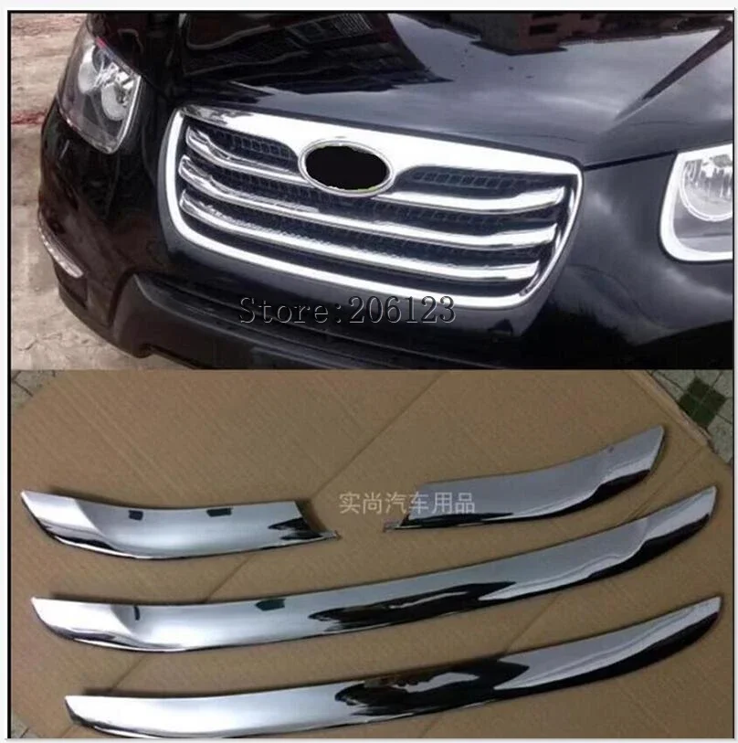 Chrome Front Grill Around Trim 4pcs/set for Hyundai Santa Fe 2010 2011 2012