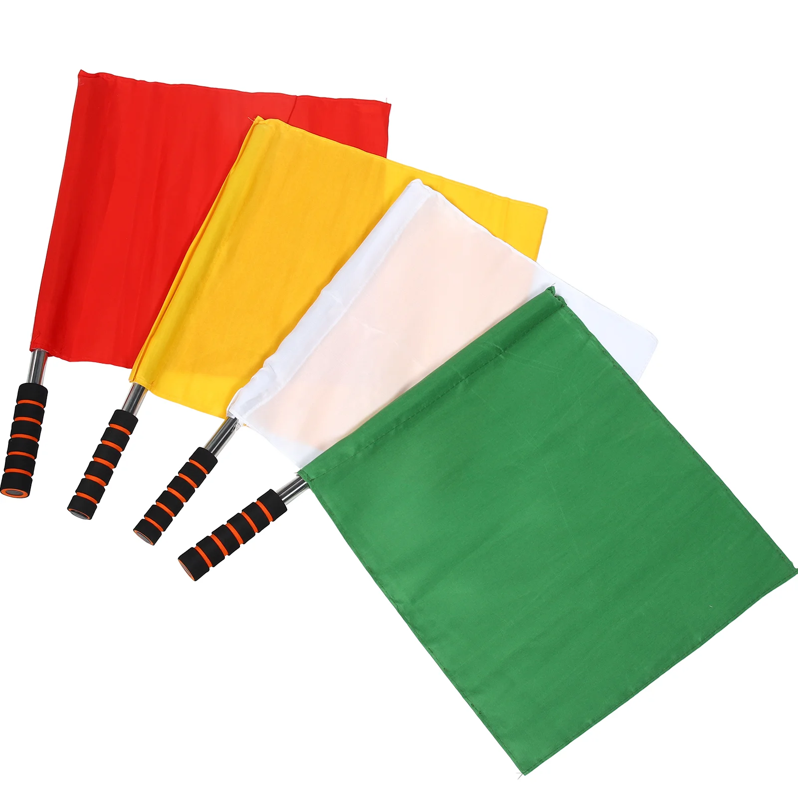 

4 Pcs Referee Flag Colored Flags Handheld Signal Match Sports Equipment Football Race Conducting Stainless Steel Small