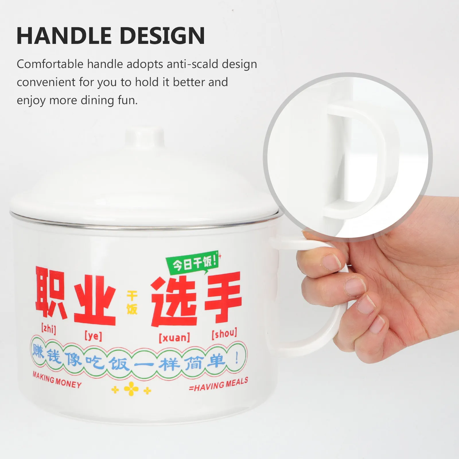 Tazón Retro Multifuncional para Fideos Instantáneos, Recipiente para Almuerzo de Acero Inoxidable a Prueba de Fugas, Tazón de Ramen Portátil con Tapa