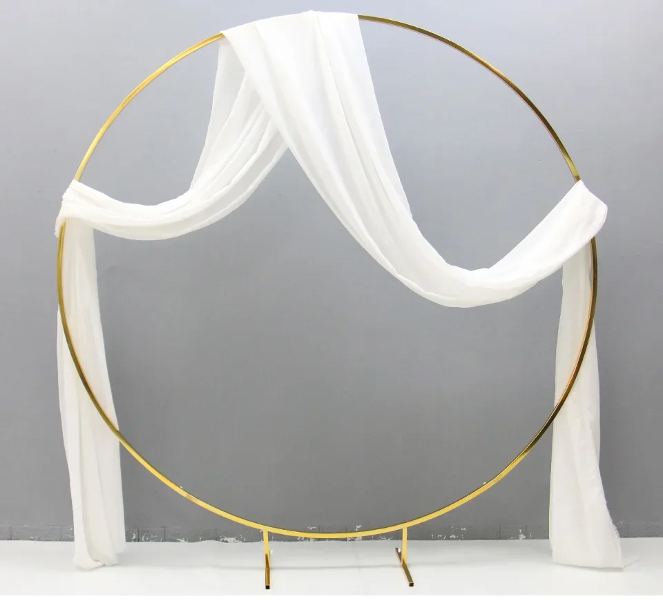 3 PCS Bright gold Iron Circle Flower Round Arch Plinth Table Cake Stand Floral Holder For Wedding Stage Birthday Party Backdrops