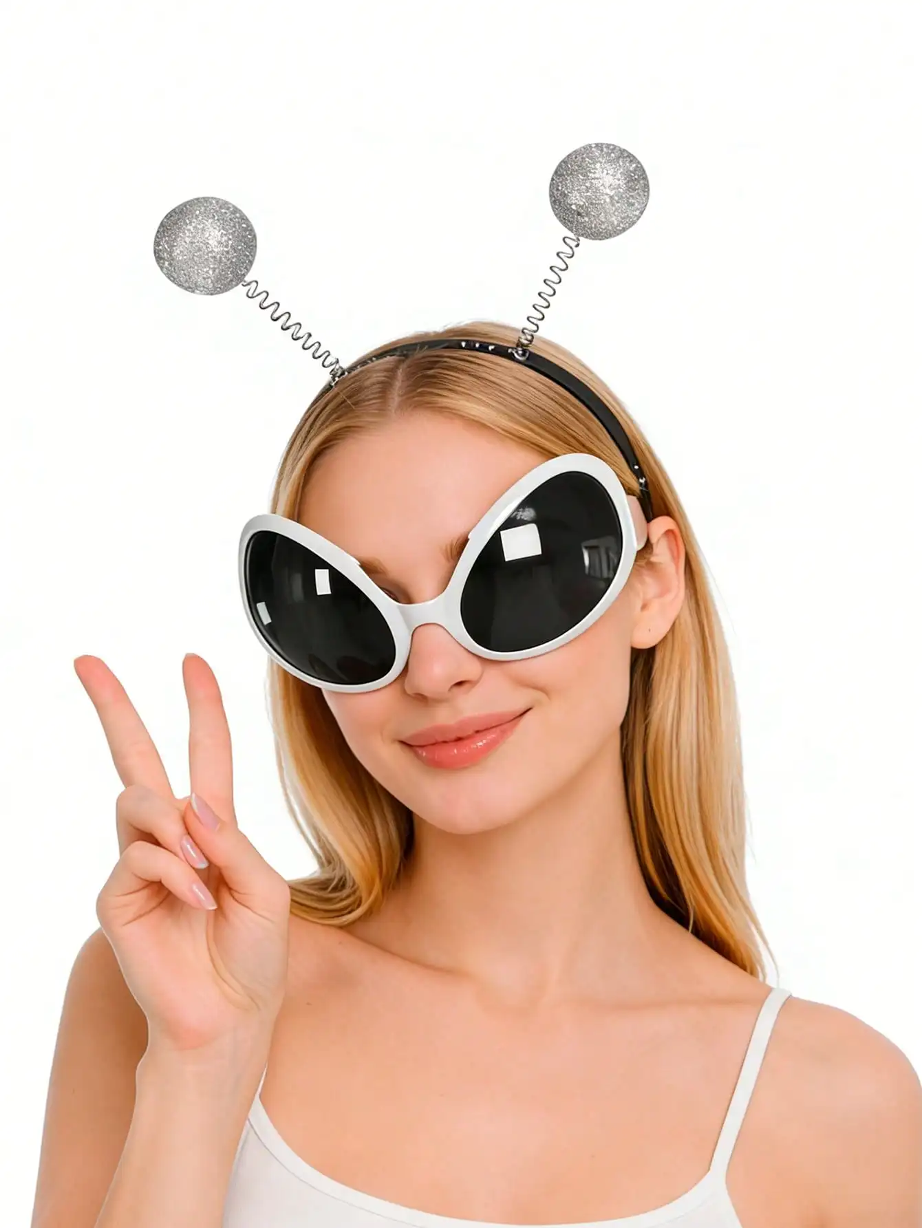 Alien Costume Accessories Set, Novelty Alien Sunglasses + Alien Headband Boppers, Space Theme Party Favors for Halloween Cospla image 5