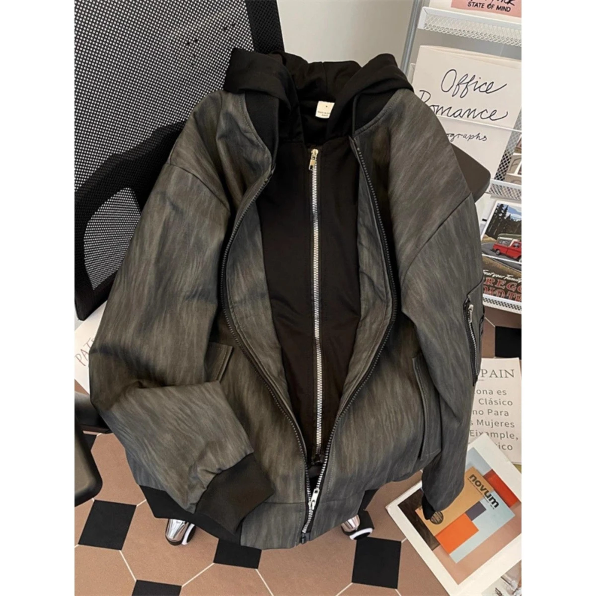 

Мужская куртка Street Sle из искусственной кожи с капюшоном на молнии, универсальная верхняя одежда для весны и осени, приталенный крой...