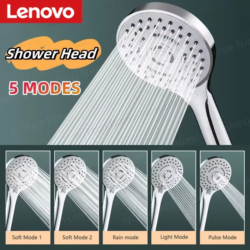 

Lenovo 5 Modes Sprayer Shower Jetting Shower Head Water Saving Handheld Adjustable SPA Showerhead Bathroom Accessories New