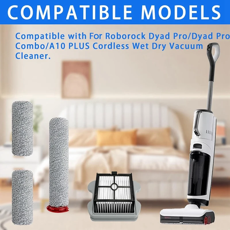 أسطوانة فرشاة JDZD وفلتر Hepa لقطع غيار المكنسة الكهربائية الرطبة والجافة Roborock Dyad Pro/Dyad Pro Combo