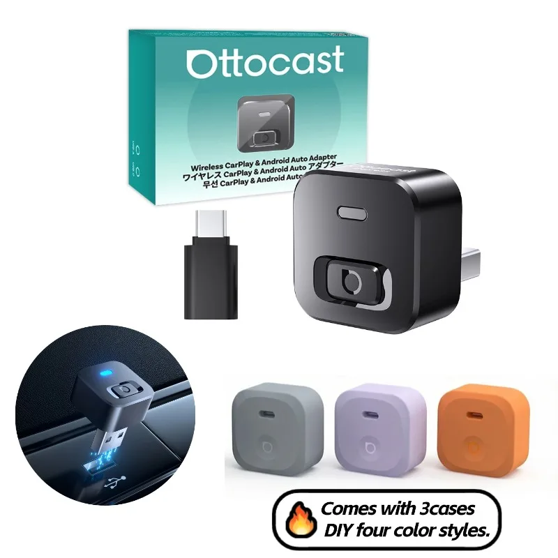 

Ottocast Mini Dot Express Carplay Wireless dongle Android Auto Wireless Adapter 2-in-1 Plug&Play WIFI6 Fast Connect For 99% Cars