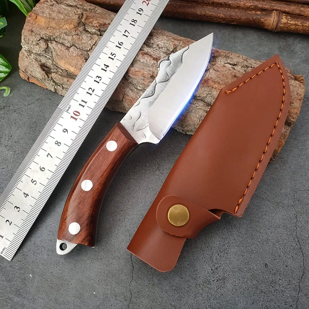 Full-Tang Meat Cleaver Knife Stainless Steel Kitchen Knife Fruit Butcher Boning Kitchen Chef Knife Sheath