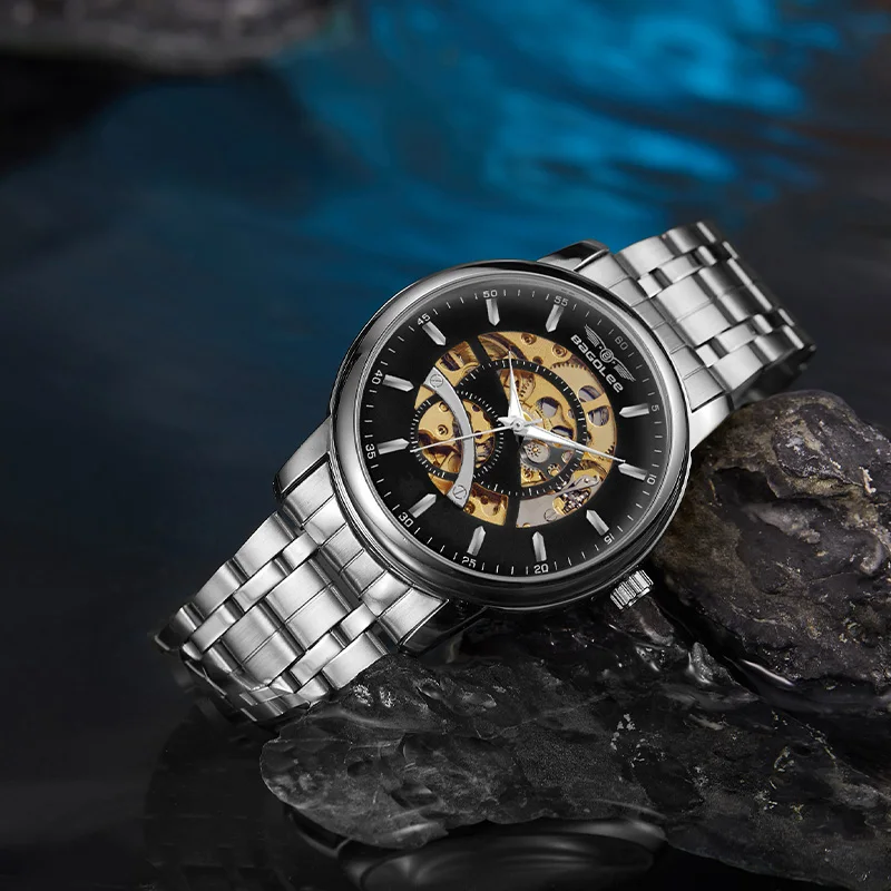 

mechanical automatic luxury brands mans watch Waterproof clock stainless steel bracelet Vintage watch reloj hombre