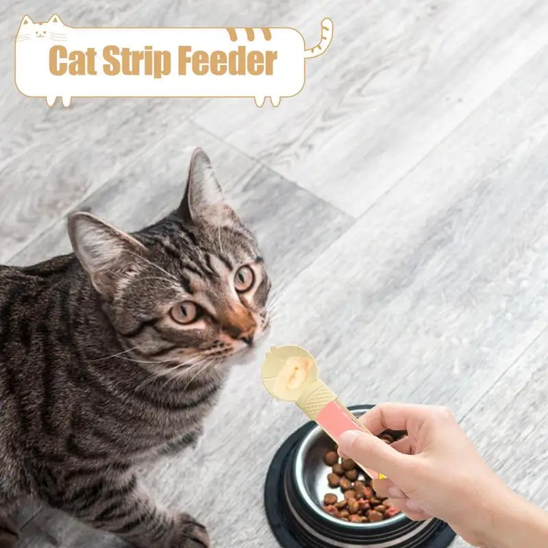 Cat Strip Feeder Cat Strip Spoon Cat Treat Supplies Sliding Strip Squeeze Cat Feeder For Pet Liquid Snack Feeding