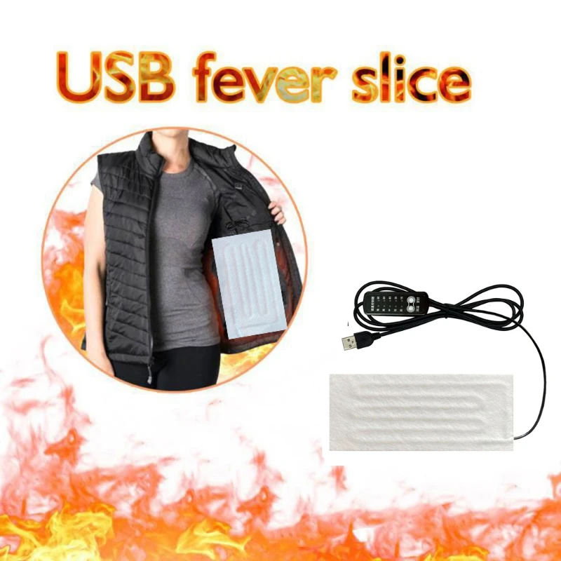 2024 New USB Heating Mat 5V Electric Heating Film Heater Pads for ​Vest Insoles Down for Jacket Winter Camping Warmer