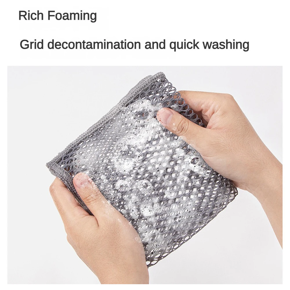 Grid Wire Dishwashing Towel Decontamination Cleaning Silver Wire Mesh Dishwashing Cloth Multi-function Degreasing Scouring Pad